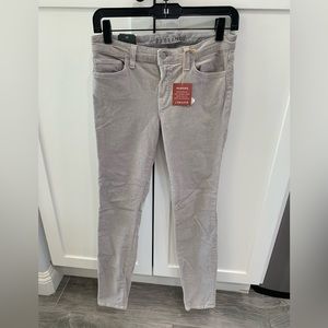 NWT J Brand Skinny Leg Mid-Rise Corduroy Cloud Gray Jeans - Size 28